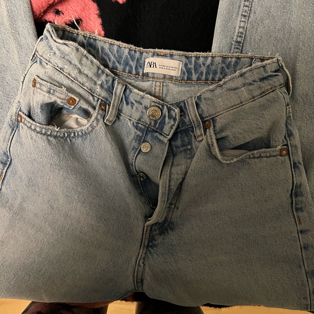 Zara raw hem straight jeans